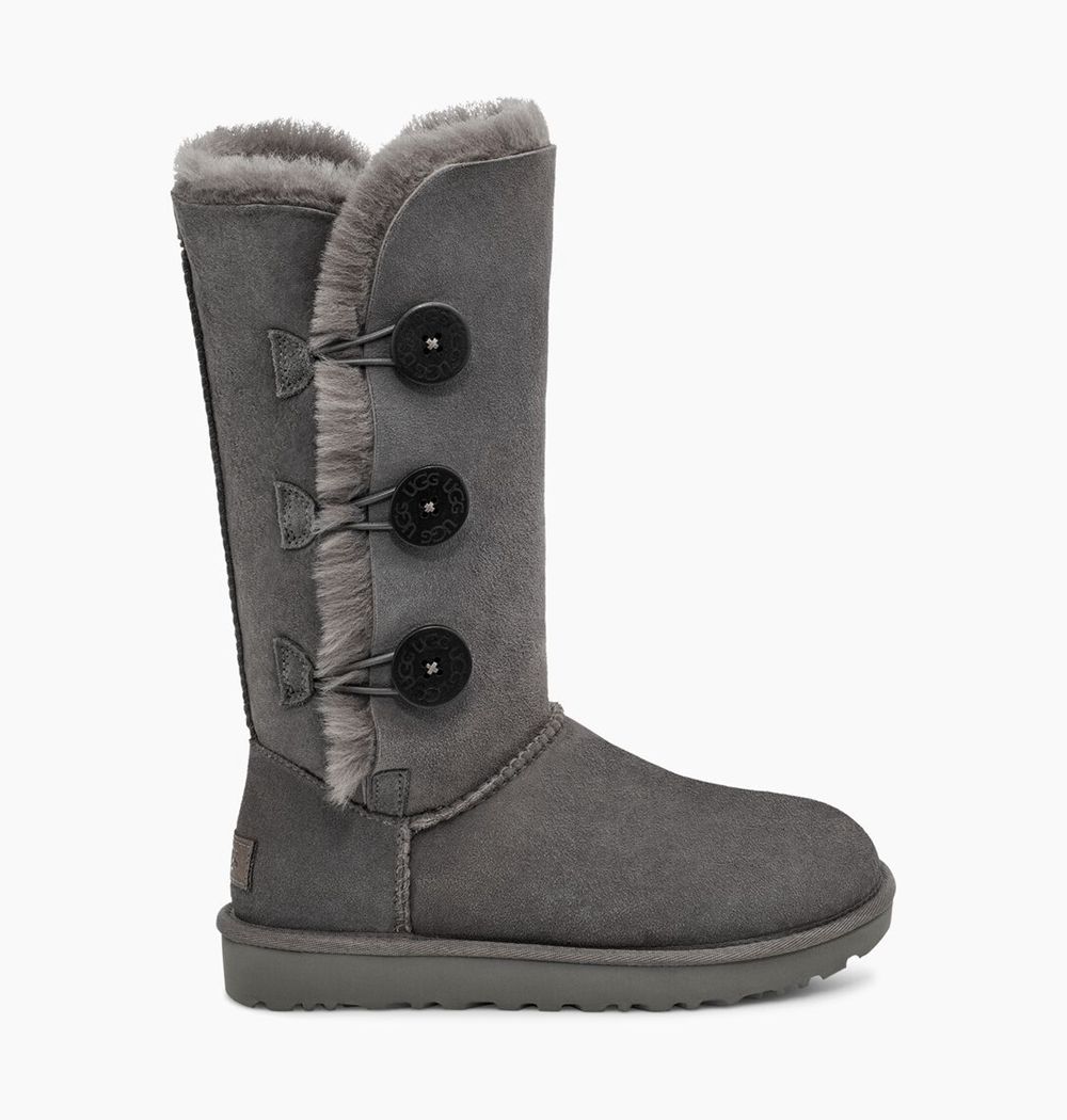 Ugg Tall Boot Womens - Ugg Bailey Button Triplet Grey - 401NXUEZP